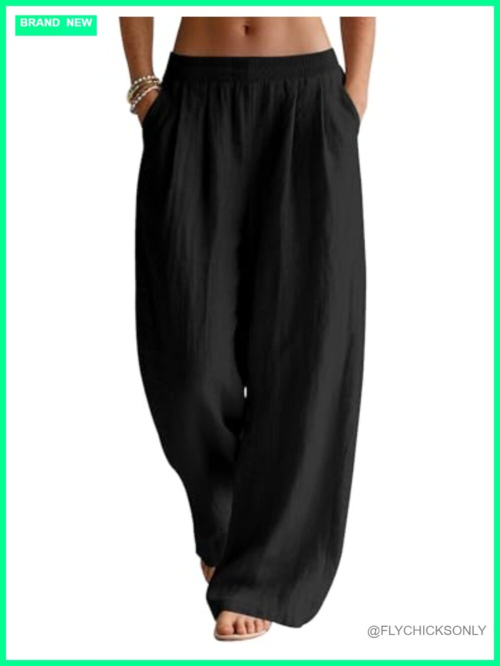 Wide Leg Cotton Linen Palazzo Pants with Pockets for Beach Vacation